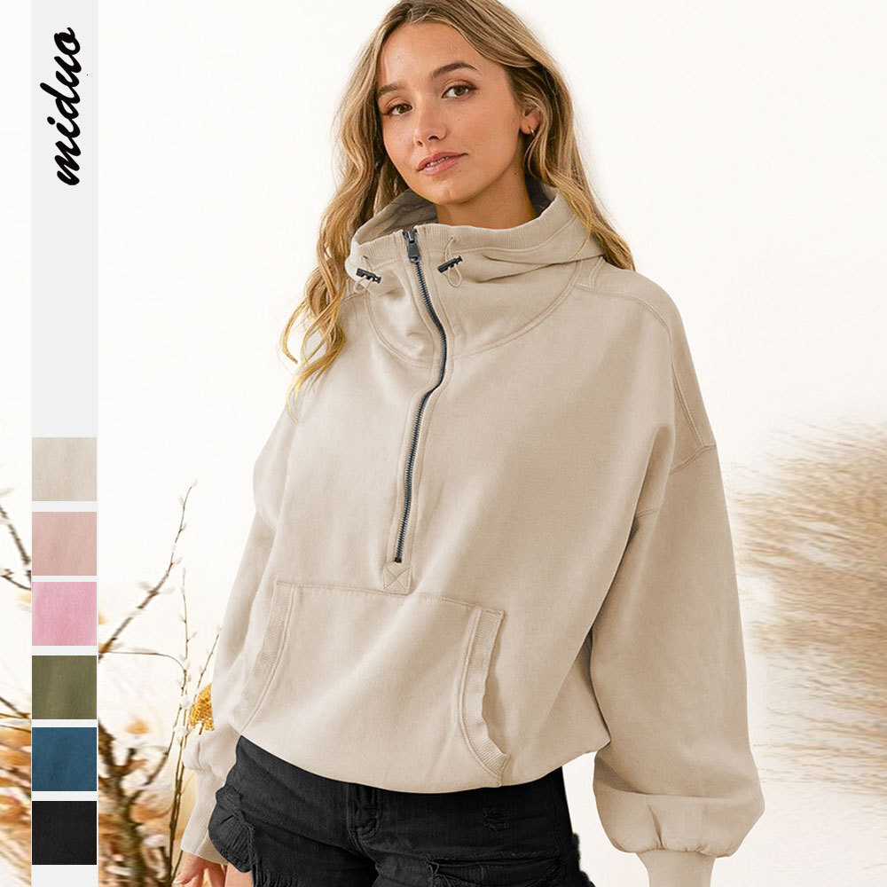 New Hooded Sweater For Women s Fashion Brand Sports Hoodie With Zipper Drawstring Long Sleeved Top Coat