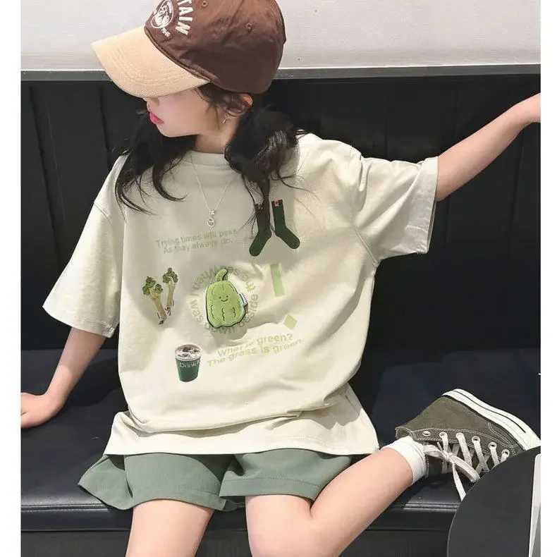 Girls Summer Clothing 2025 New Fashion Set Big Girl Network Celebrity Street Summer Two Piece SetT250327