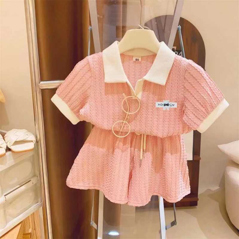 Girls clothing set summer childrens cute short sleeved top+shorts 2PCS set childrens casual and comfortable sportswear 2-10YT250327