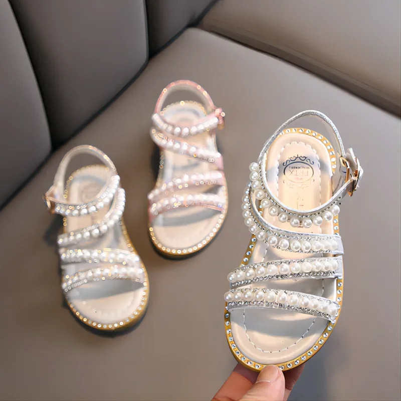 Girl Sandals Summer Fashion Kids Baby Girls Bling Rhinestone Princess Single Sandals For Little Big Girls Shoes 250326