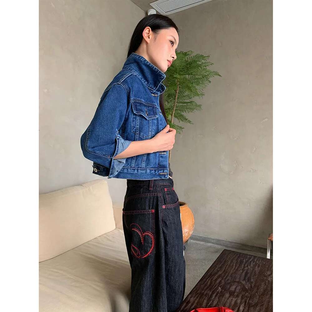 Love Embroidery Baggy Clothes Street Fashion Hip Hop Vintage High Waisted Woman Loose Casual Women Jeans