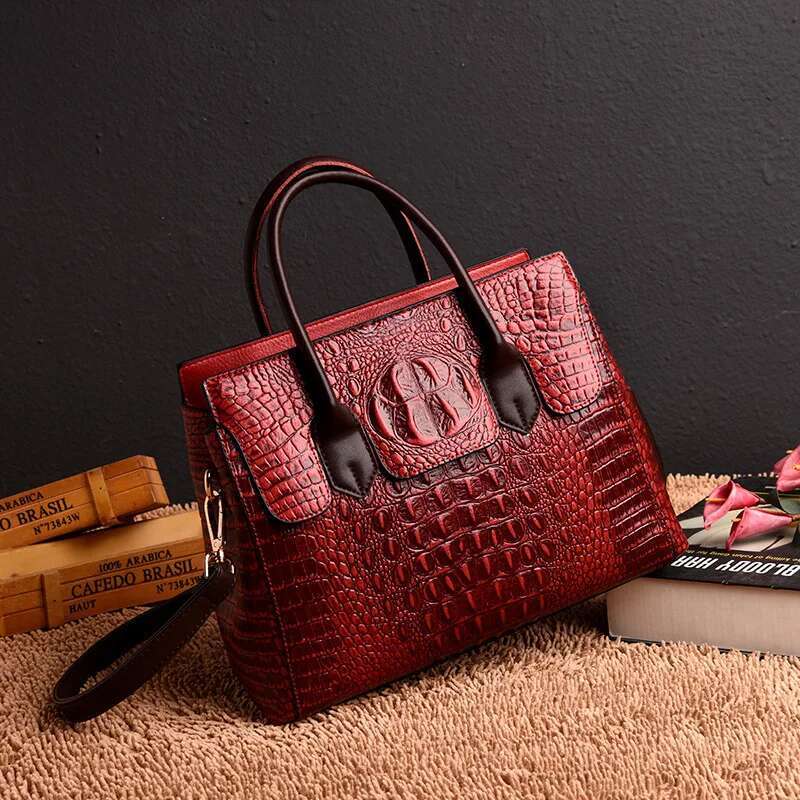 Vintage Fashion Crocodile Genuine Leather Ladies Handbags Women Bags Designer Woman Shoulder Bag Female Bolsas Feminina