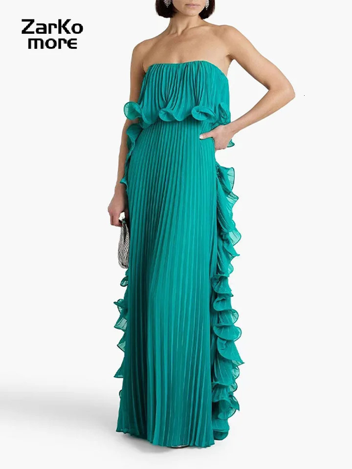 Sexy pleated strapless long yellow dress for women sleeveless and backless floor length party 2025 springsummer beach womens robe 250324