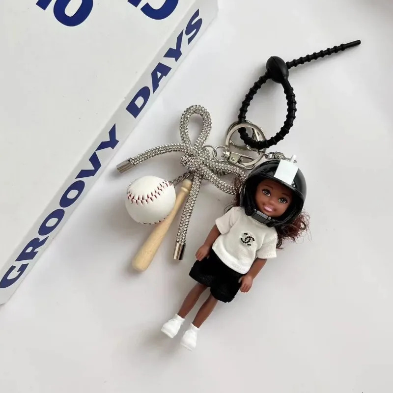 Maximalism Retro Tennis Bag Pendant Golf Baseball Overalls Doll Keychain Strap High-end Versatile Phone Charm Cute Lanyard250325