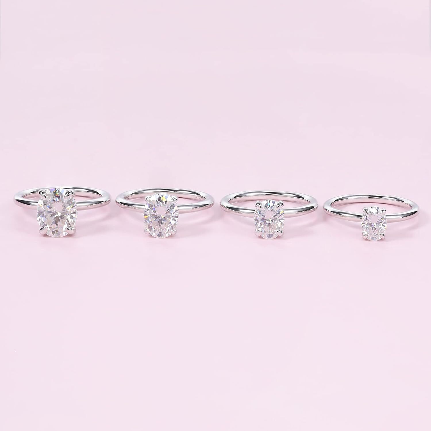 Ladylike 1/1.5/2/3CT Oval Cut Moissanite Engagement Ring for Women 925 Sterling Silver Solitaire Rings with Hidden Halo D Color VVS1 Promise Wedding R
