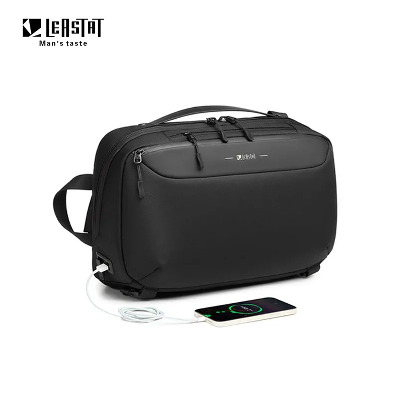 Mens Cross Chest Bag USB Charging Body Business Travel Messenger 250326