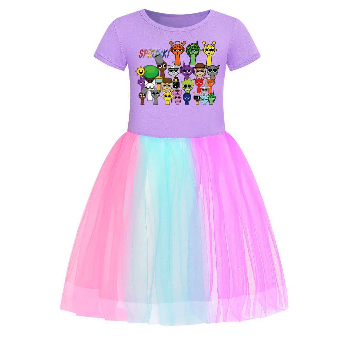 Sprunki dresses childrens summer vacation clothing baby girl games Incrediblebox short sleeved casual dresses and bags childrens wedding vests W250326
