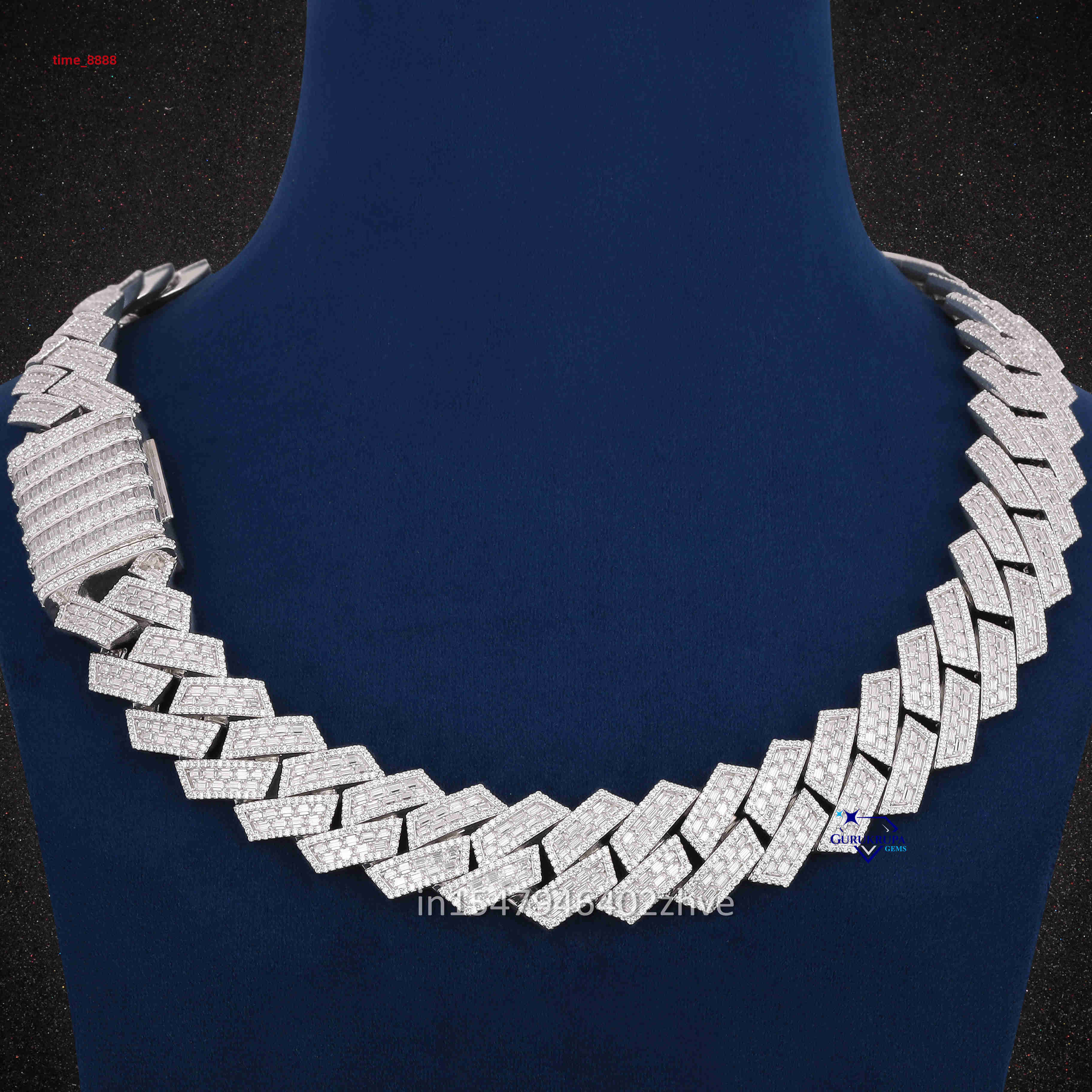 Cool Hip Hop Jewelry Necklaces Moissanite Diamond Round Baguette Cut Miami 22 MM Cuban Link Chain For Reppar Style