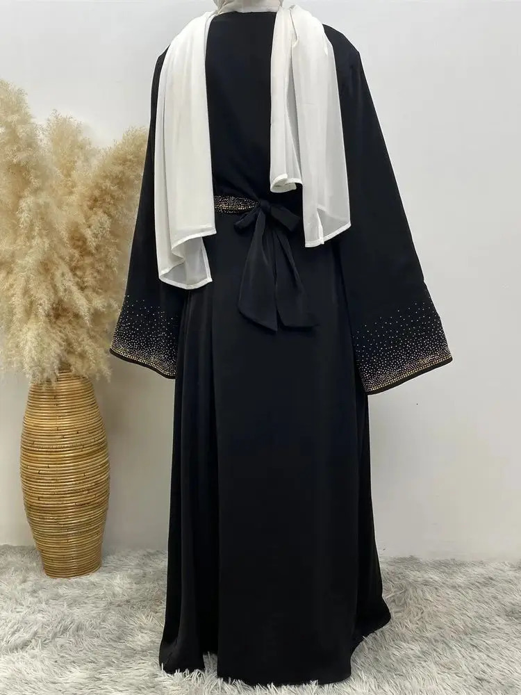Dubai Open Black Muslim Kimono on Eid al Fitr Abaya Damen Islamic Abayas Womens Dress Ka Robe Women Musulmane Kaftan 250326