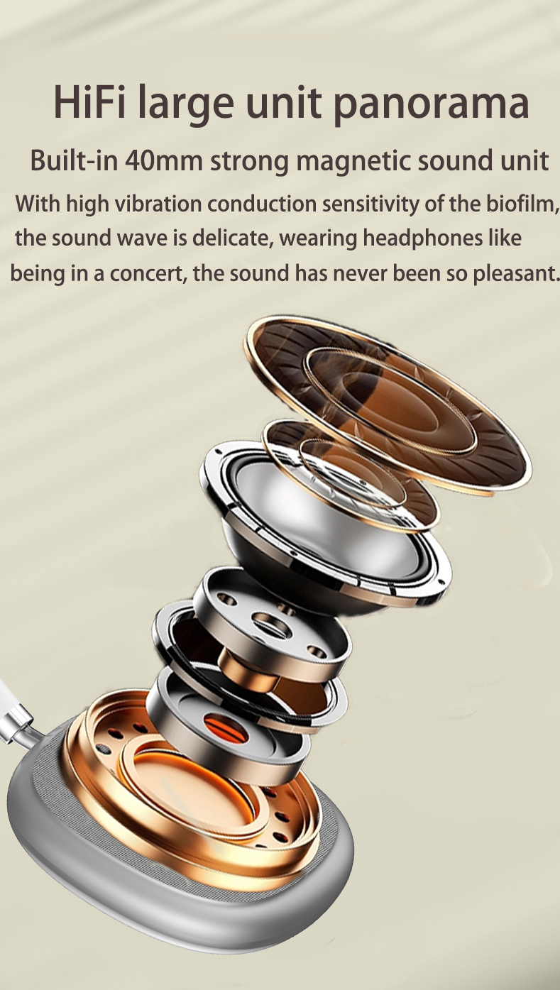 shanshi new P9 Pro Max Wireless Headphones With Mic Sport Waterproof Headset Telescc Type-c Over-ear Earphones