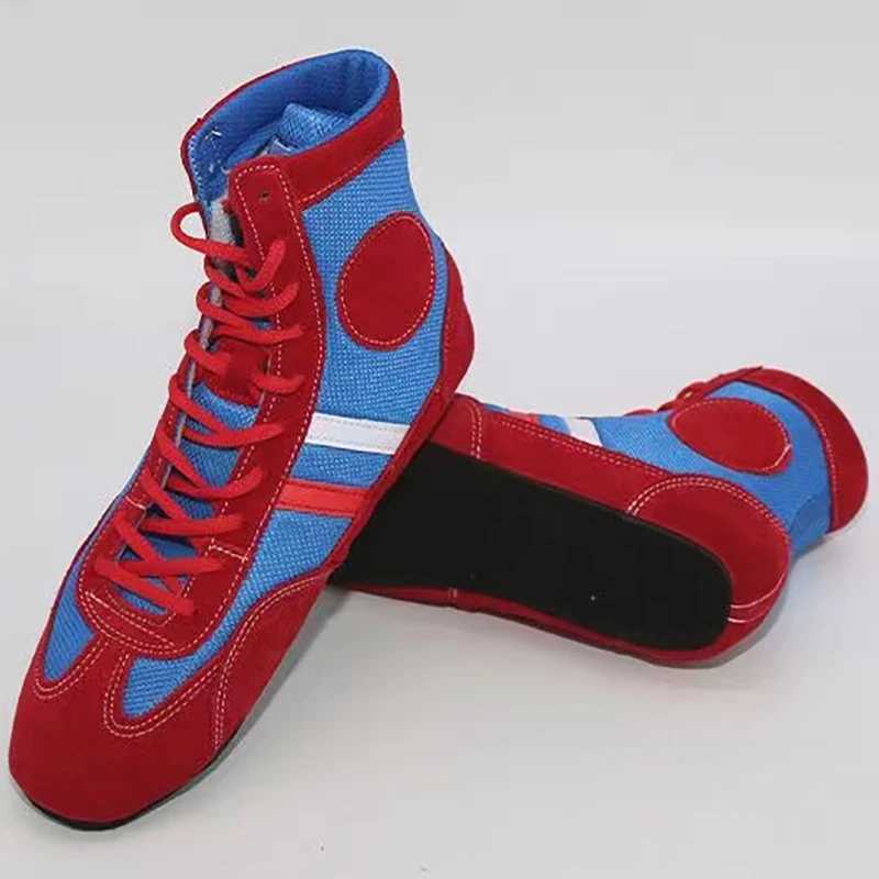 New Arrival Small Size 30-44 Childrens Sambo Boots Adult Soft Bottom Indoor Suede Upper Breathable Match Boxing Shoes Z250327