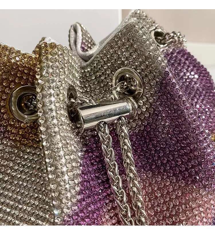 Designer Women's Handbag Crystal Shiny Rhies Dia Evening Wedding Party Clutch Purse Shoulder Crossbody Bag