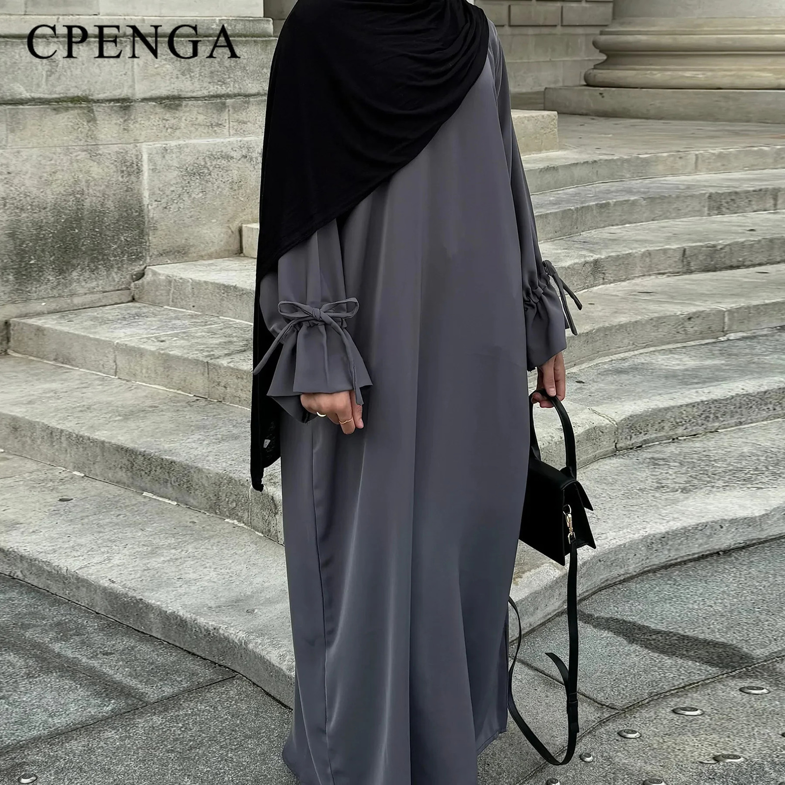 Ramadan Arab Muslim Women Modest Dress Elegant Dubai Plain Abaya Islamic Church Clothing Loose Solid Gown 250326