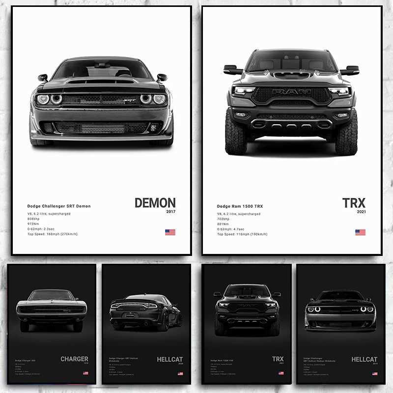 Dodge Challenger SRT Hellcat Redeye Poster Print Canvas Painting Sports Car Photography Art Modern Office Living Room DecorationC250326