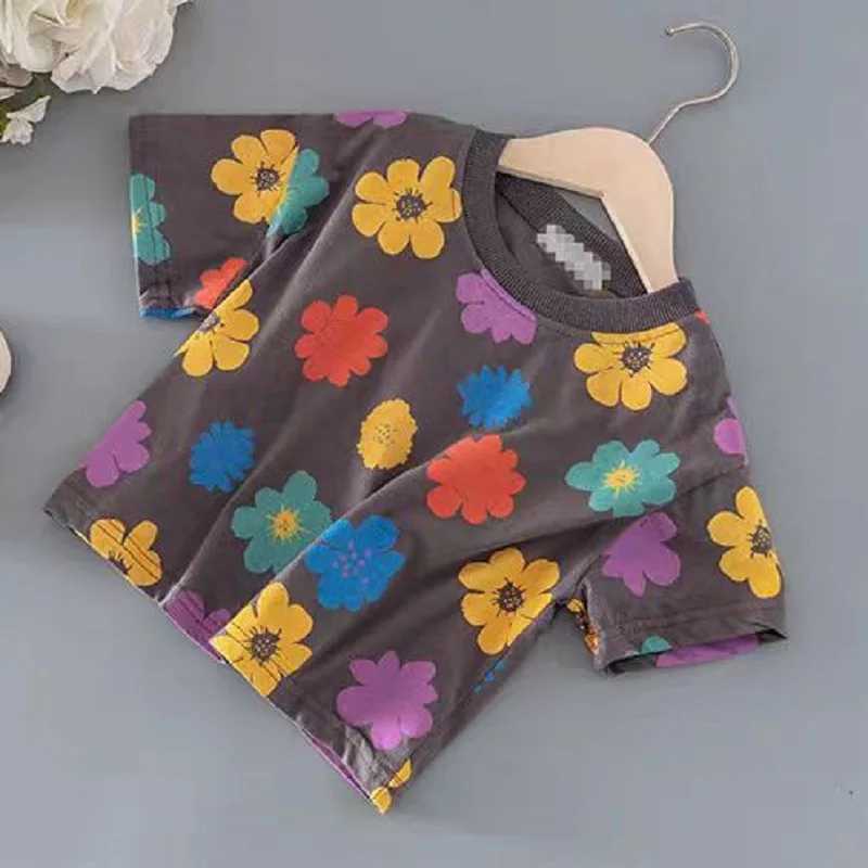 Summer baby girl clothing set childrens printed T-shirt and shorts 2-piece set childrens fashion topT250327