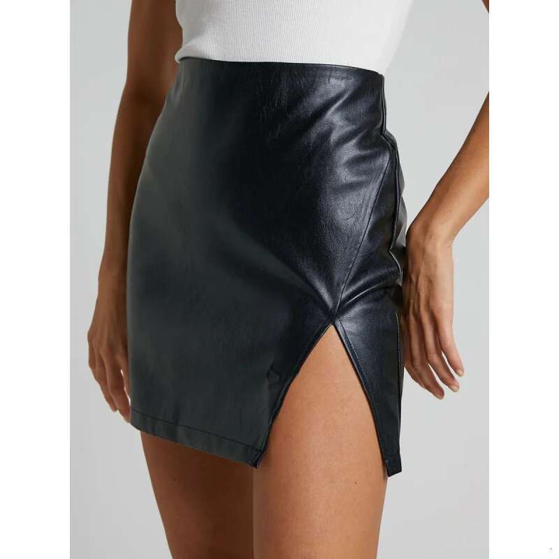 Dongdumaoyi Sexy Dames Bodycon Minirok Met Hoge Taille En Ritssluiting Premium PU Leren Rok A