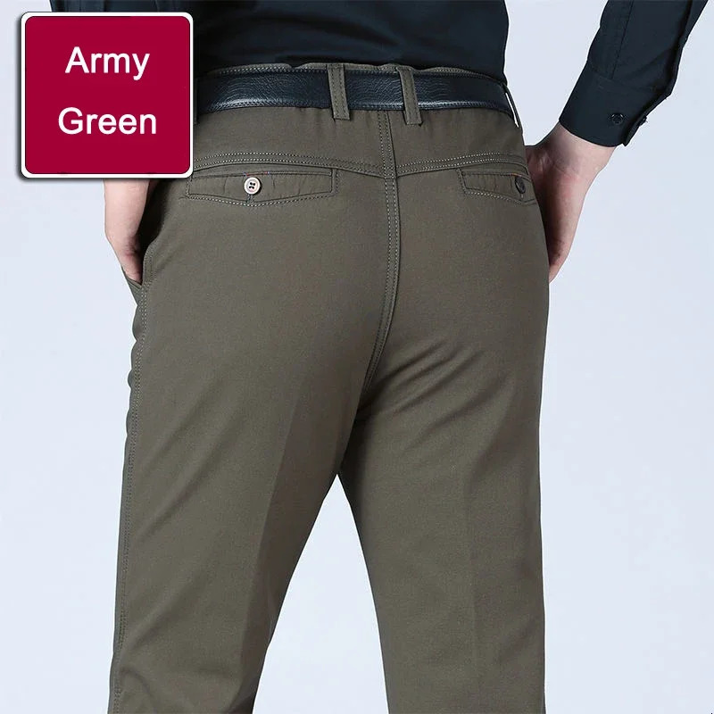 100% pure cotton summer and autumn mens casual pants fashionable black rice color temperature thickness Trouser intelligent set 250327