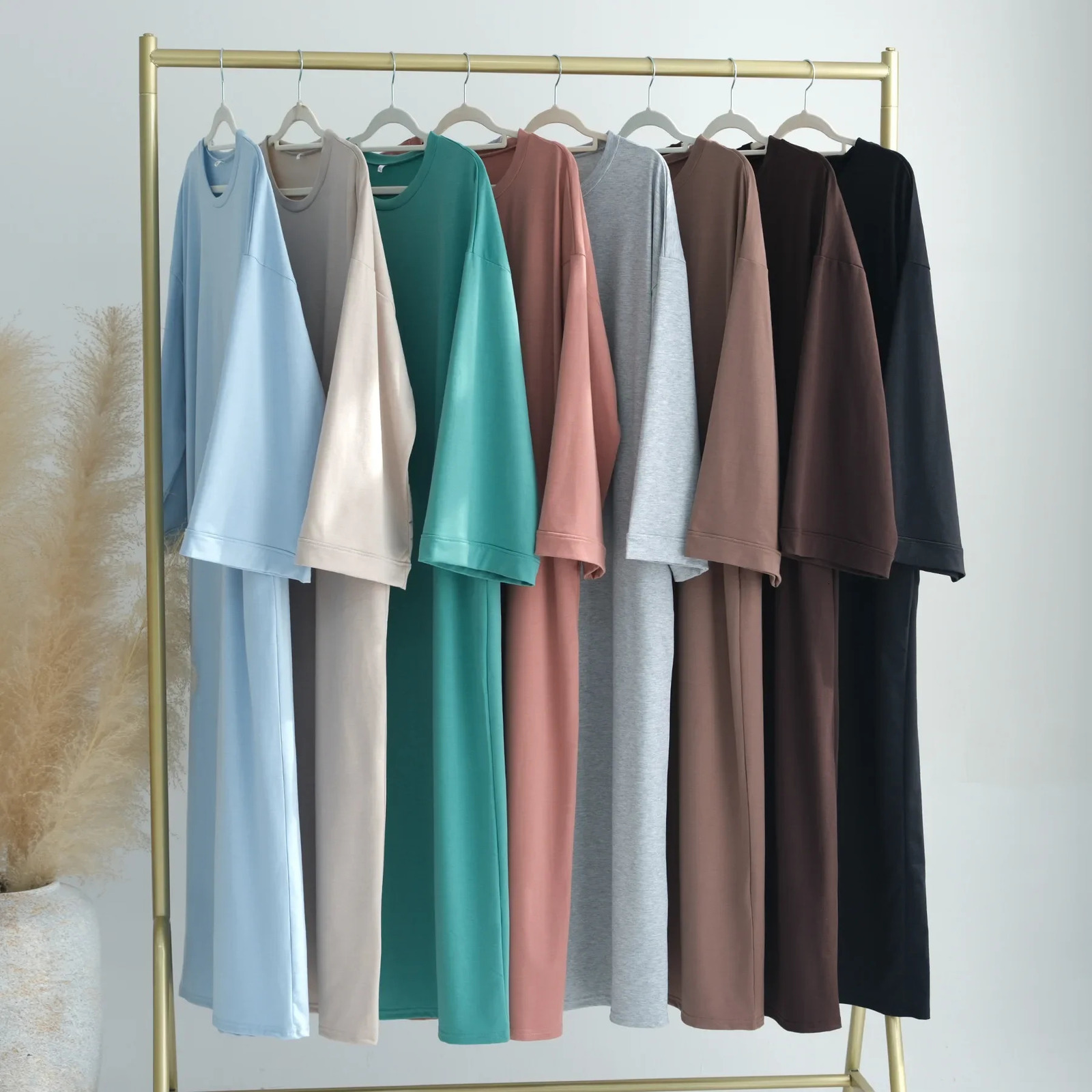 Modest Dress Solid Interior Muslim Womens Dubai Abaya Eid al Fitr Islamic Clothing Arabian Gown 250326