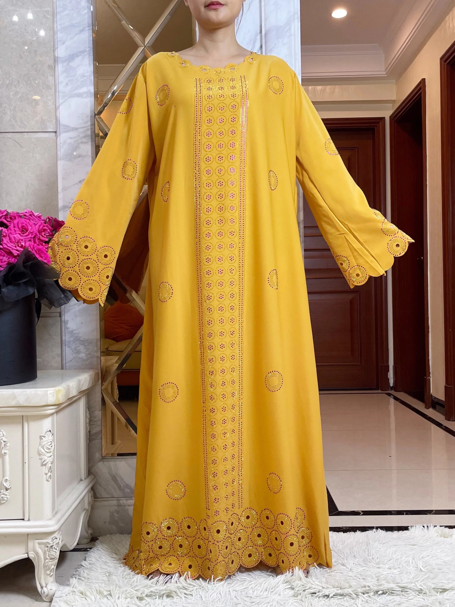 Autumn Womens Elegant Dress Dubai Party Clothing Long Sleeve Dashiki Muslim High Comfort Fabric African Abaya 250326