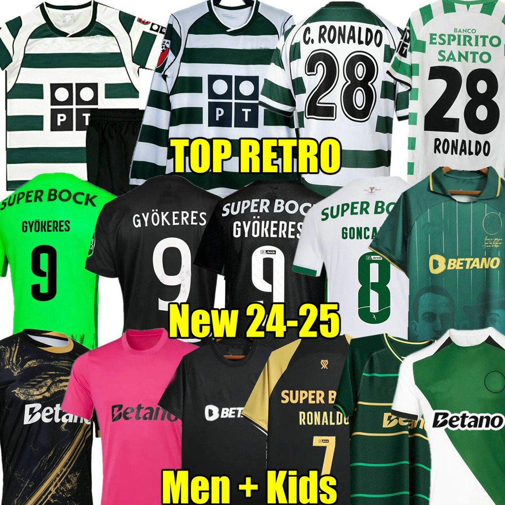 RETRO 01 02 03 04 Ronaldo Classic GYOKERES 24 25 sporting CP soccer jersey COATES ACUNA home away 2024 2025 HJULMAND football shirt Men Kids Lisboa Vintage