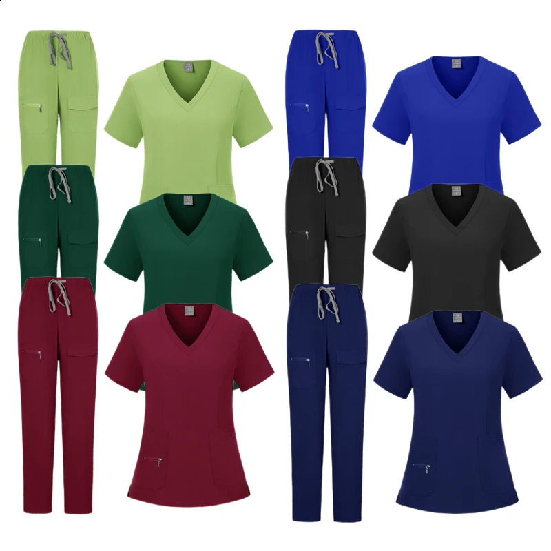 Multi color uniform womens washer set top pants nurse accessories dental clinic beauty salon hospital work clothes 250326