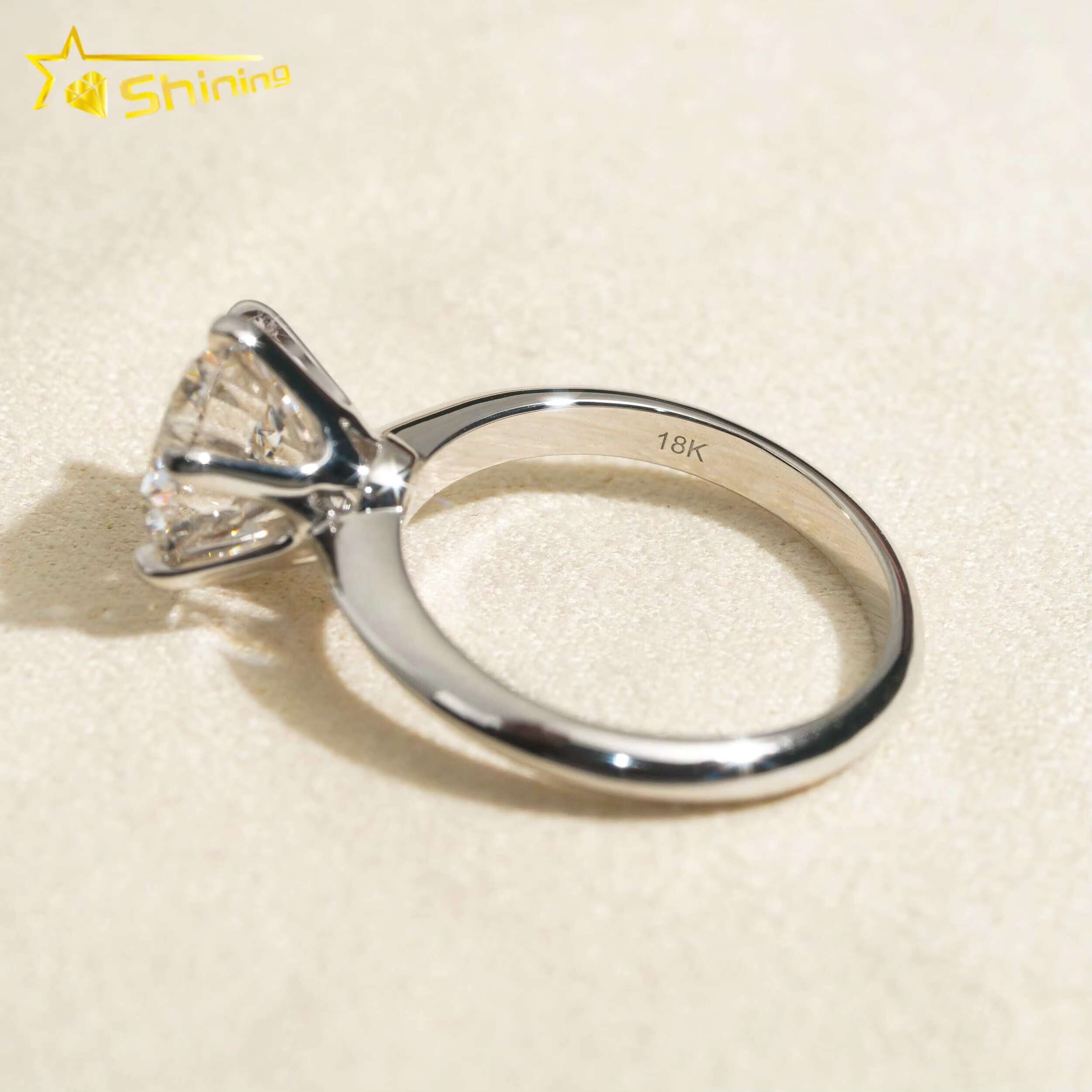 With Certificate Classic 6 Claws Solitaire Round Brilliant Cut 2ct VS2 Lab Grown Diamond CVD Engagement Ring 18K Solid Gold