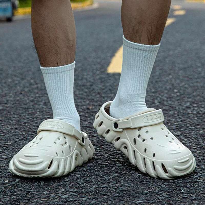 Men Fashion Platform Sandals Summer Comfy EVA Clogs Hollow Out Breathable Garden Shoes Man Thick Sole Non Slip Beach Slides