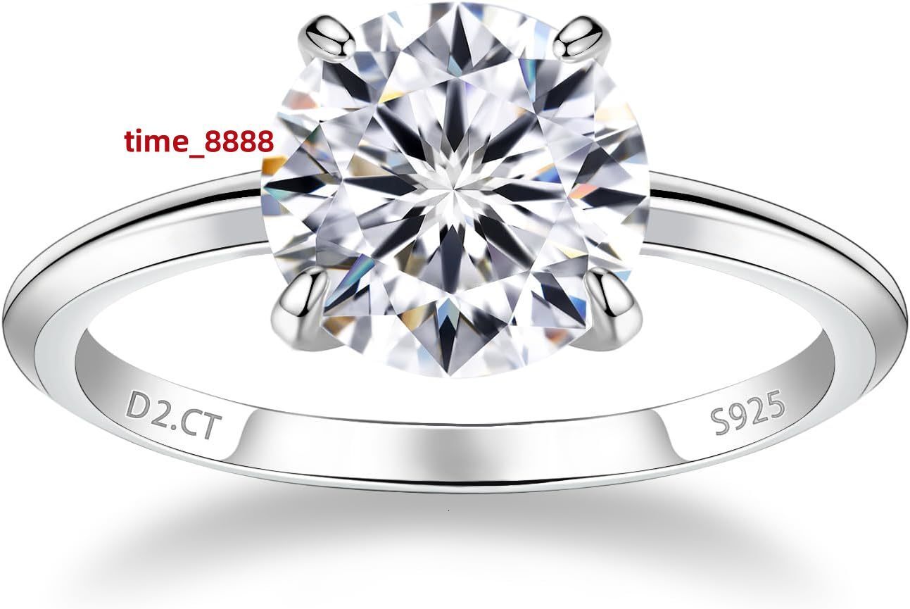 1 CT 2CT Moissanite Enagaement Ring for Women White Gold Plated 925 Sterling Silver Moissanite Rings Promise Rings Wedding Band Rings for Women Size 5