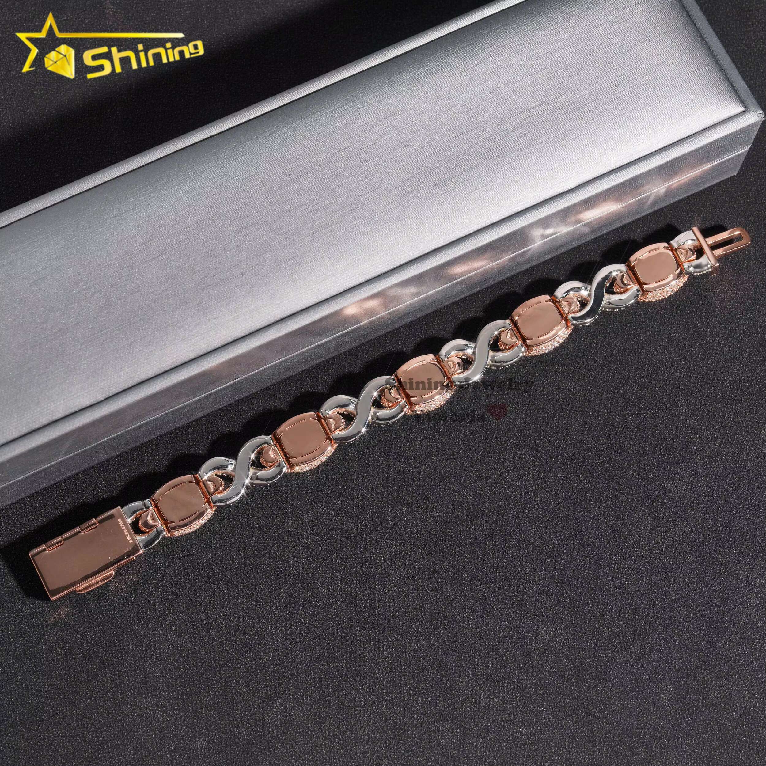 Hip Hop Bussdown 13mm Sterling Silver 925 Pass Diamond Tester Iced Out Moissanite Cuban Link Evil Eye Bracelet