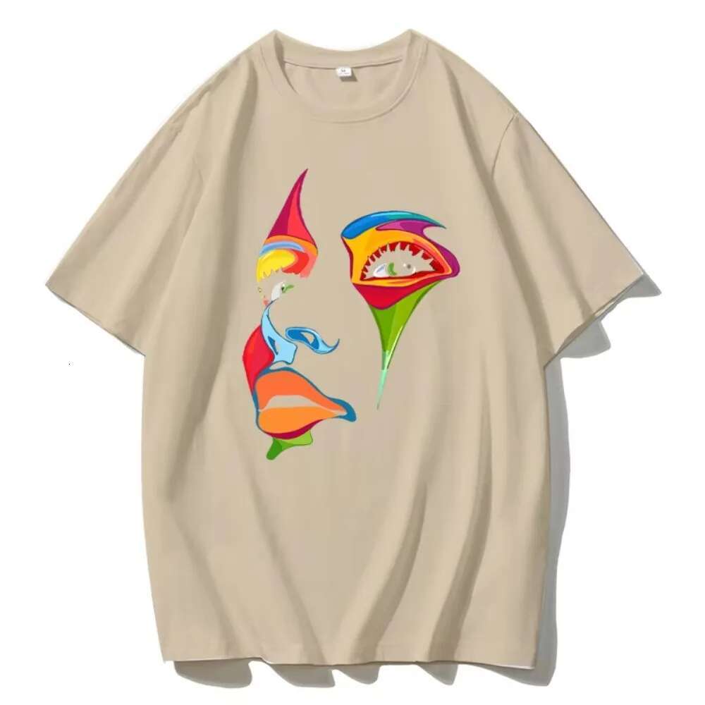 Latest color facial print cotton T-shirt for women's summer loose plus size short sleeved T-shirt for women's high street Gothic top