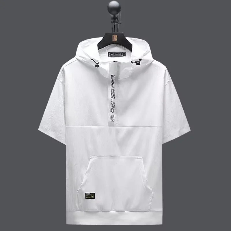 fashion street clothing hooded mens Tshirt hiphop Techwear Y2K top summer letter short sleeved sports 250326