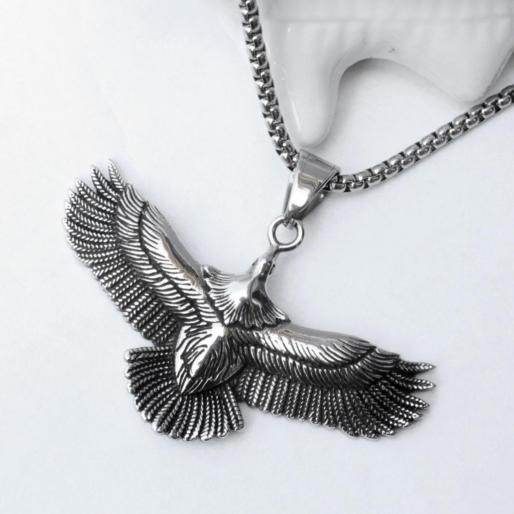 60cm Flying Eagle Pendant Retro Necklace Ethnic Style Feather Eagle Pendant