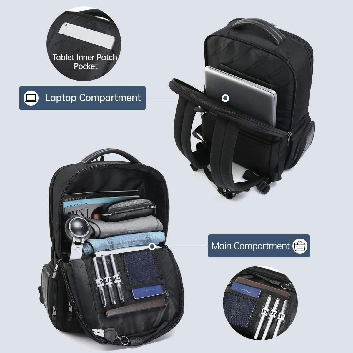 Lifetime Warranty 14-15.6-17Inch Laptop Men Travel Backpacks Bag For College Business Male Backpack