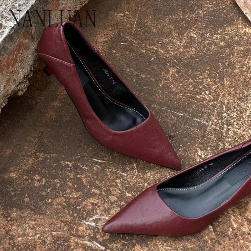 Boutique Autumn New Pointed Toe Stiletto Women's High Quality Slip-on Best-selg Fashion Shoes