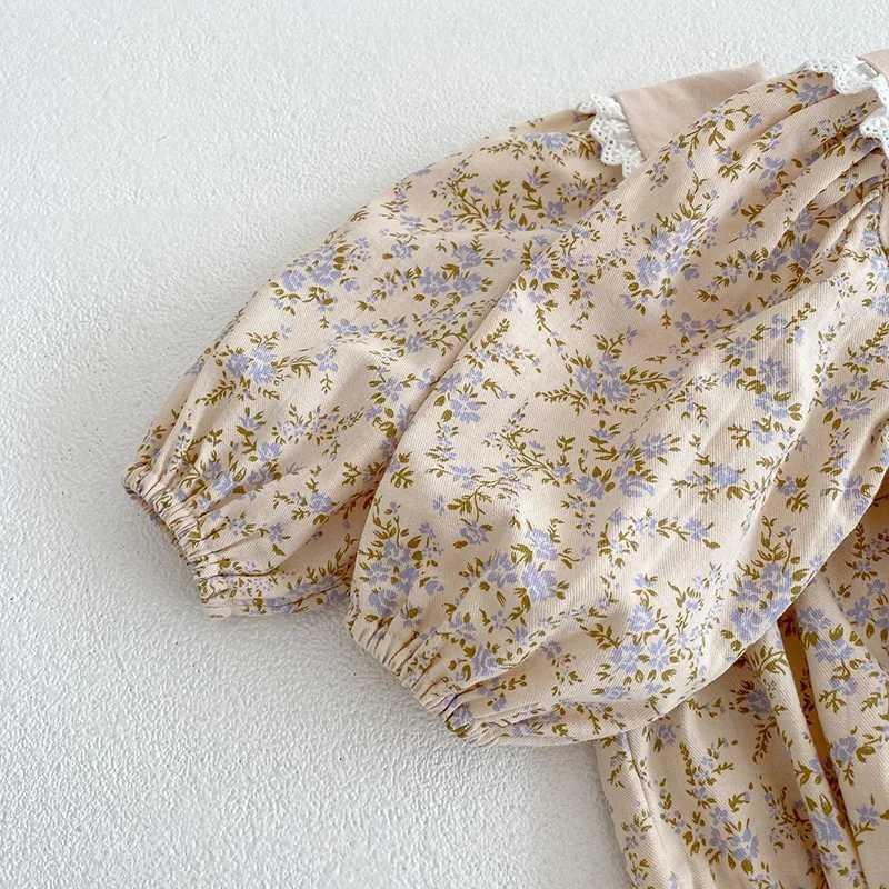 Sweet Kids Baby Girls Long Sleeve Flower Printed Princess Dress Autumn Baby Girls Doll Collar Dress Childrens Dress W250326