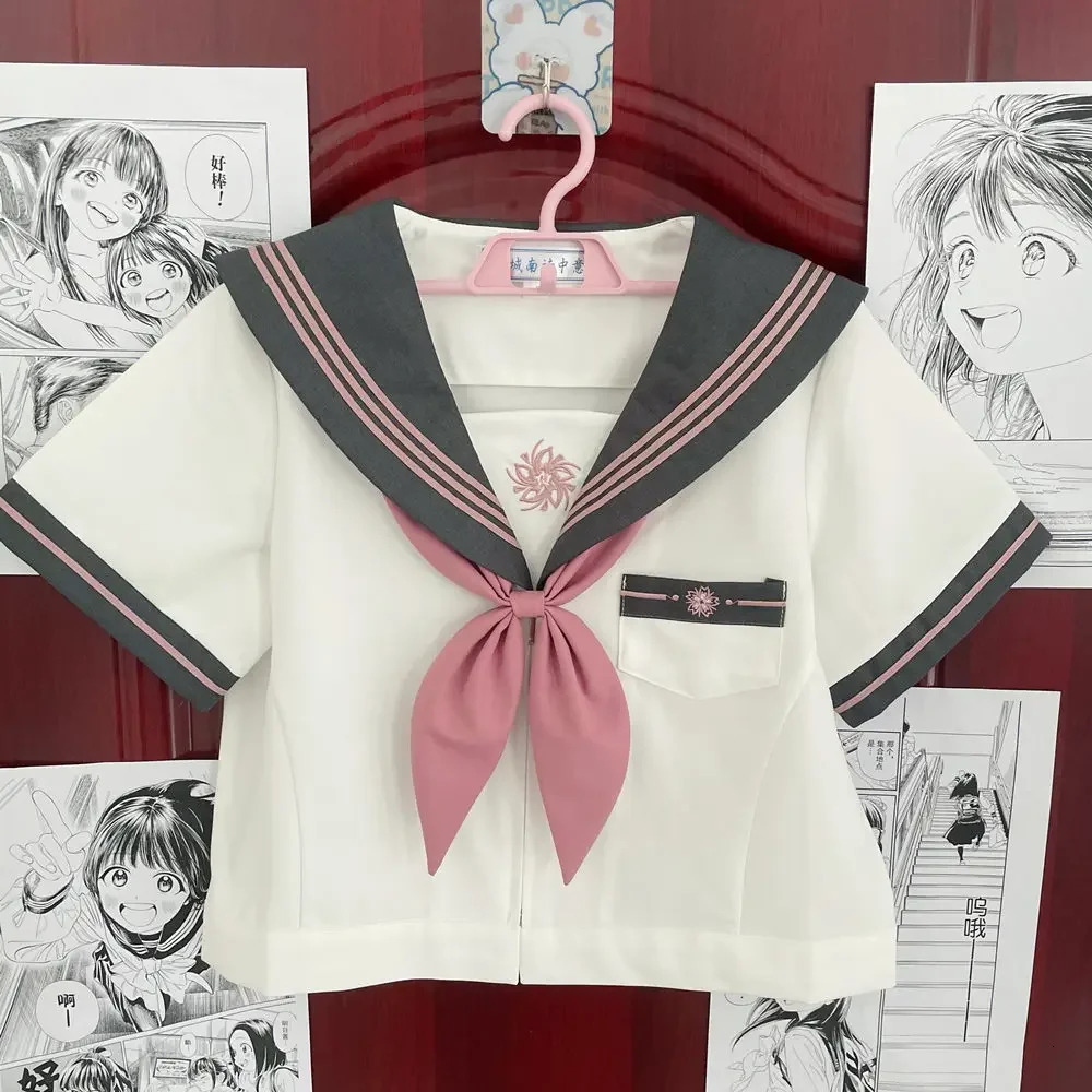 JK Uniform Japanese Academy Style Sweet Long Short Sleeve Sailor Set Folded Skiing School 250326