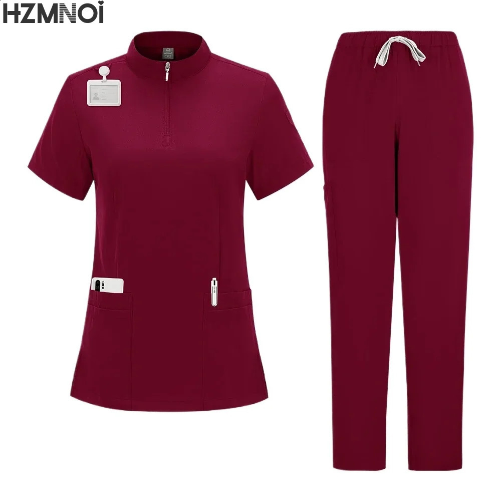 Latest Nursing Surgery Uniform Female Doctor Nurse Male Straight Pants Frosted Set Clothing Beauty Salon Work Clothes 250326