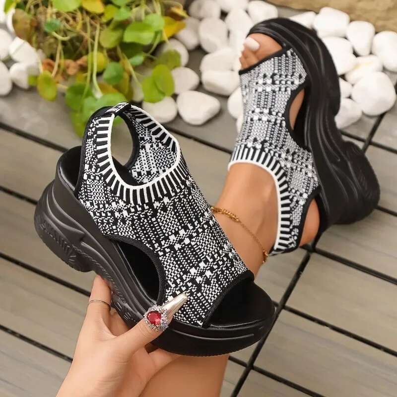 New Summer Chunky Platform for Women 9CM Wedges Peep Toe Slip-On Women's Sandals Ladies Casual Shoes