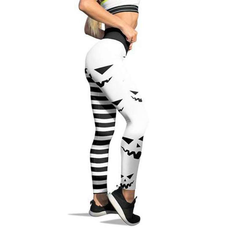 Women Yoga Pants Halloween New Fashionable Stretch High Waist Tight Pants Pumpkin Head Digital Printed Small Leg Leggings