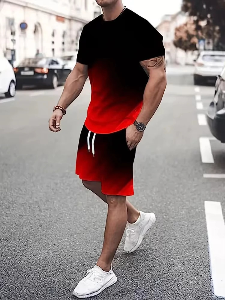 Summer Mens Outdoor Sports Sprint Street Fashion Casual Loose Comfortable Tshirt Thread and Star Printed Clothing 250327