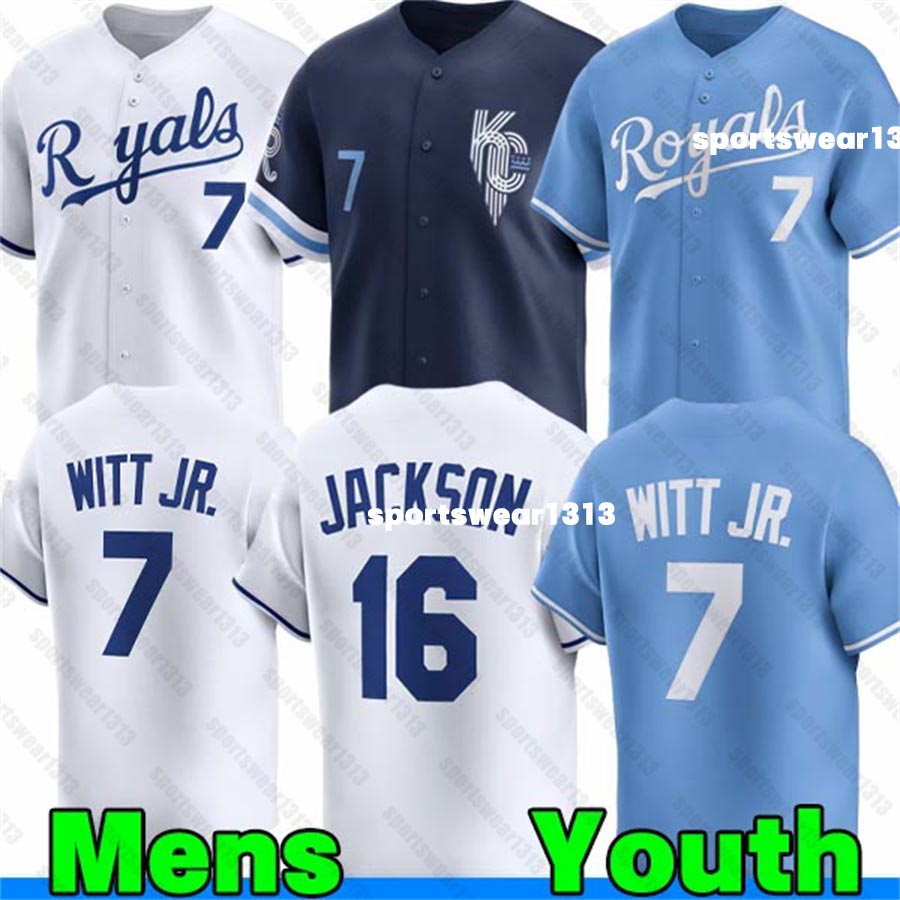KC Royals Jerseys #7 Bobby Witt Jr. Jersey Pasquantino Cole Ragans MJ Melendez Jonathan India Bo Jackson Baseball Jerseys