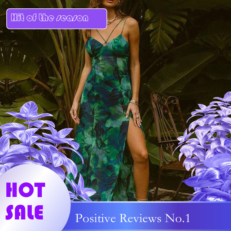 Dongdumaoyi Lente Zomer Nieuwe Dames Sexy Mouwloze Maxi Jurk Met Bandjes En Print C