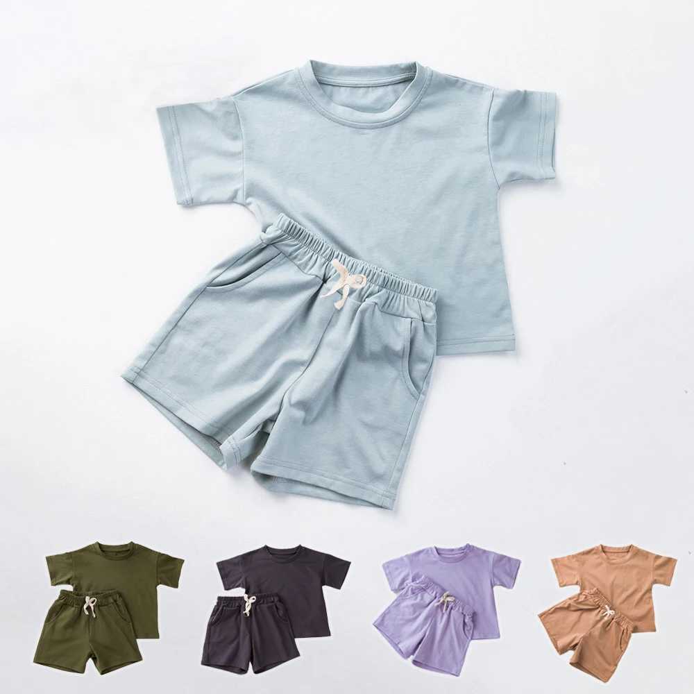 2PCS childrens cotton clothing set summer short sleeved casual set for boys and girls fashionable and comfortable setT250327
