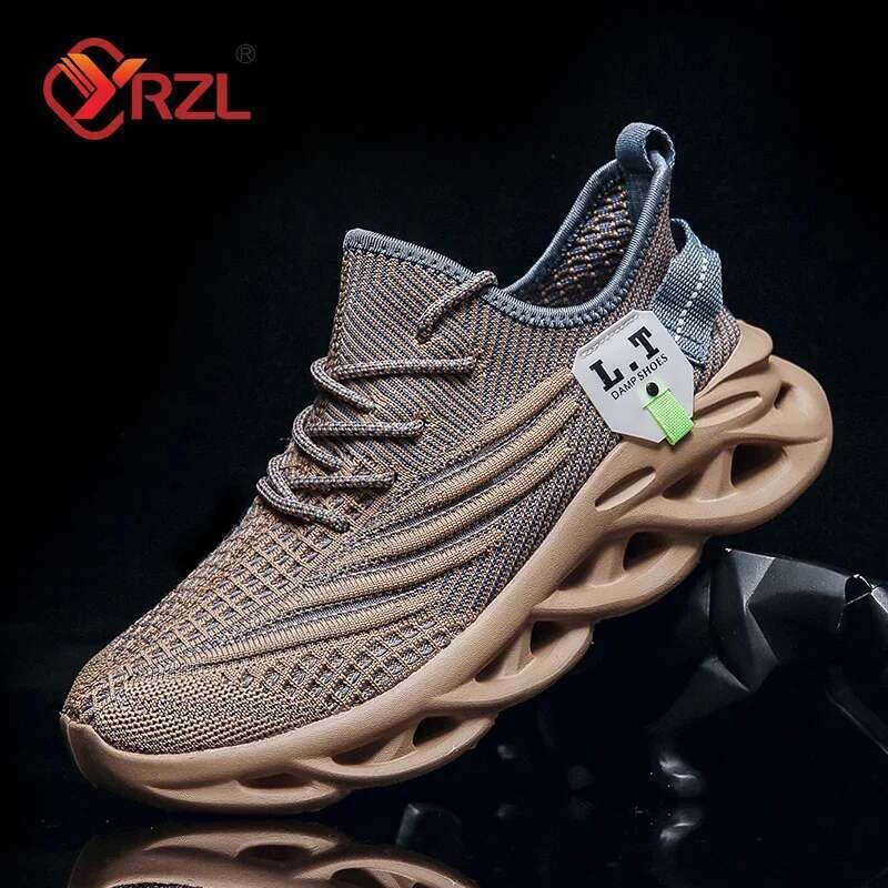 YRZL Men's White Running Lightweight Breathable Mesh Gym Sports Shoes Trendy Casual Durable Sneakers for Men