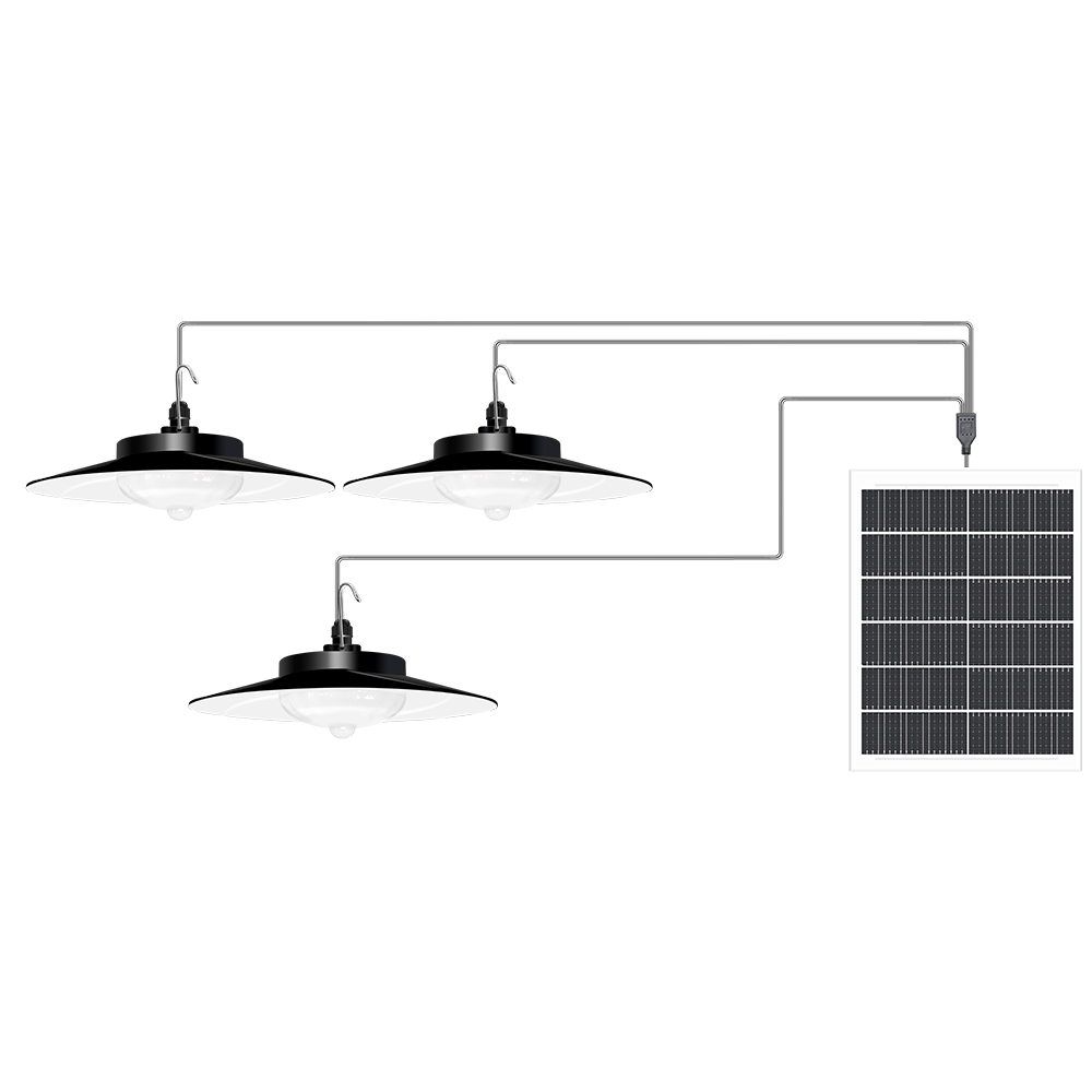 Three Lights Source Waterproof Solar LED Lamp Remote Controlled & IR Detectable Pendant for Outdoor Use