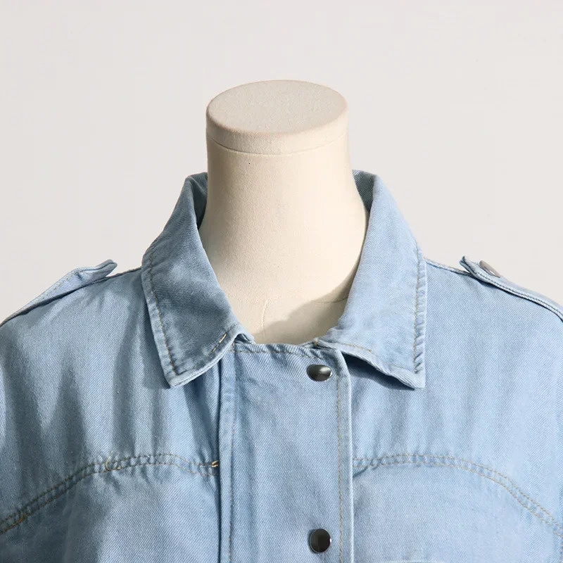 Cowboy jacket womens cargo lapel streetwear Y2k top loose casual single chest high waist punk 250326
