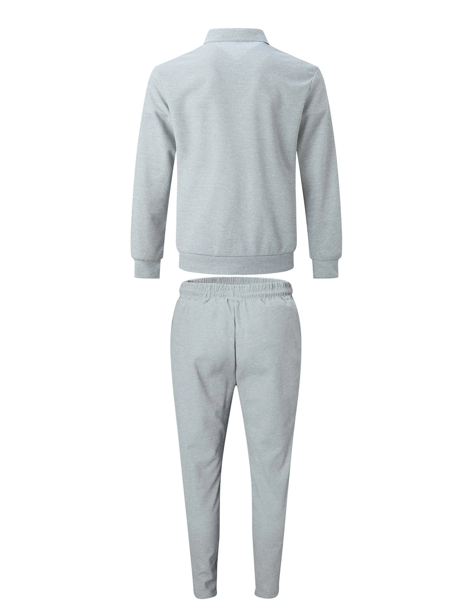 Mens slim fit jacket with zippered pockets long sleeved sweatshirt cardigan set pants elegant twopiece 250326