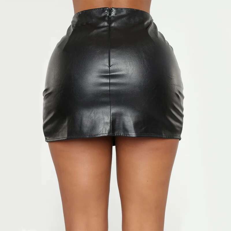 Dongdumaoyi Aliexpresswisheuropese En Amerikaanse Vrouwen Rok Grensoverschrijdende Hoge Taille Bodycon Korte Nachtclubpusexy Zwart Lederen