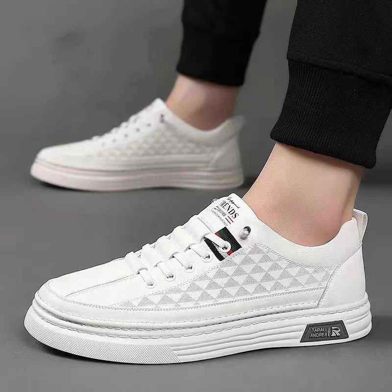 Free shipping new casual shoes men sports shoes breathable casual fashion trend white beige