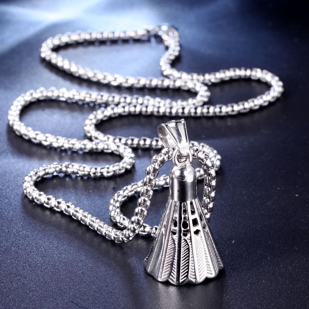 Badminton pendant, long necklace, all titanium steel chain, personalized and fashionable hanging accessory